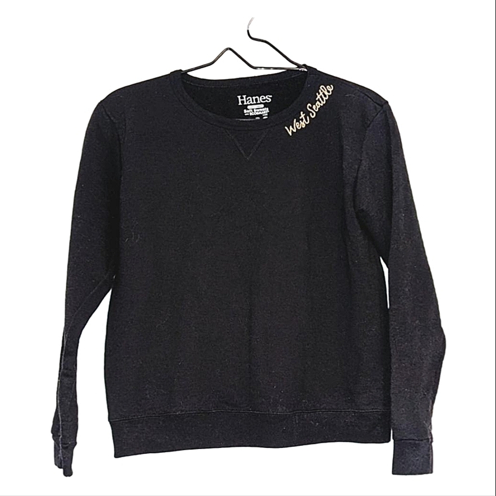 Vintage Metallic Chain Embroidered Seattle Crewneck Sweatshirt
